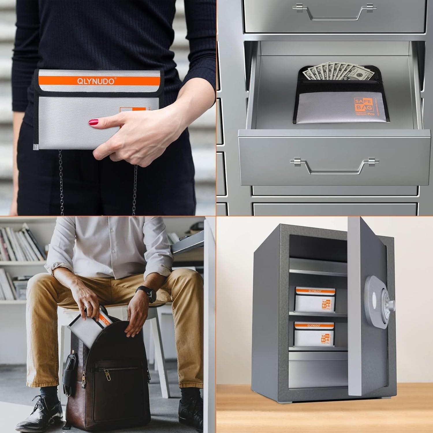 Fireproof Bag for Cash and Documents (2-Pack) – Upgraded 9.5x5.8" Small Fireproof Money Bag for Safe Box – Waterproof Zipper Envelope for Passport, Jewelry & Emergency Stash (Silver) - Image 6