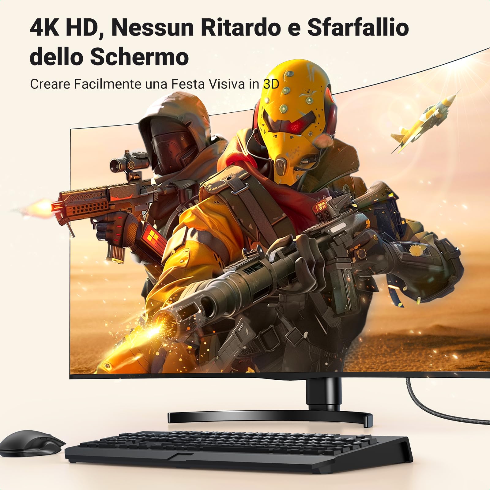 UGREEN Cavo DisplayPort a HDMI 4K 30Hz 2K 60Hz 1080P 120Hz 10.2Gbps HDR HDCP Unidirezionale DP a HDMI Guscio in Alluminio Treccia di Nylon Compatibile con Monitor Proiettore Portatile Dell HP, 1M
