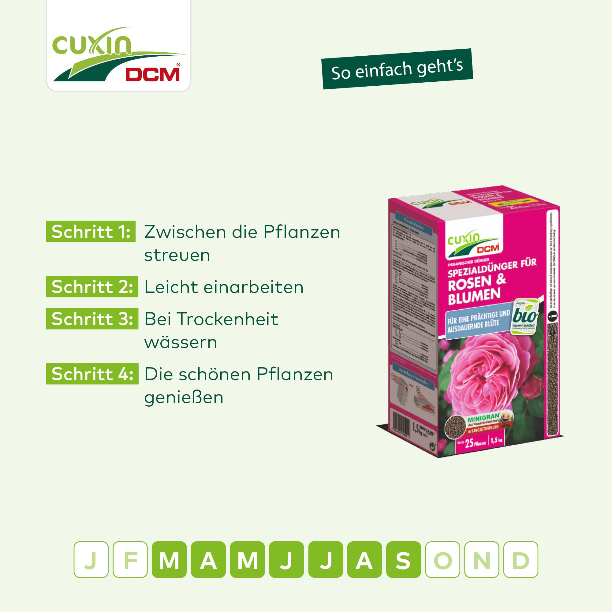 Cuxin Engrais bio Rose avec 3 mois Effet | également pour les fleurs et Clematis | Pure Nature Engrais organique |1,5kg | NPK 7–10