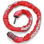 Sportneer Bike Lock: 5 Digit Combination High Security Anti Theft Bike Chain Lock - 3.2/3.6/4ft Heavy Duty Resettable Keyless Bicycle Lock for Bike, Motorcycle, Scooter, Door - 6mm Thick Red