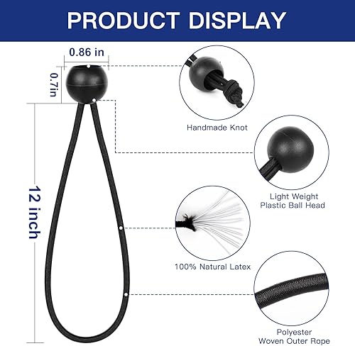 Miniatura 2 de Cuerdas elásticas con bolas de 12 pulgadas, 50 unidades, cuerdas resistentes para camping, refugio, carga, cables de sujeción, postes de tienda de