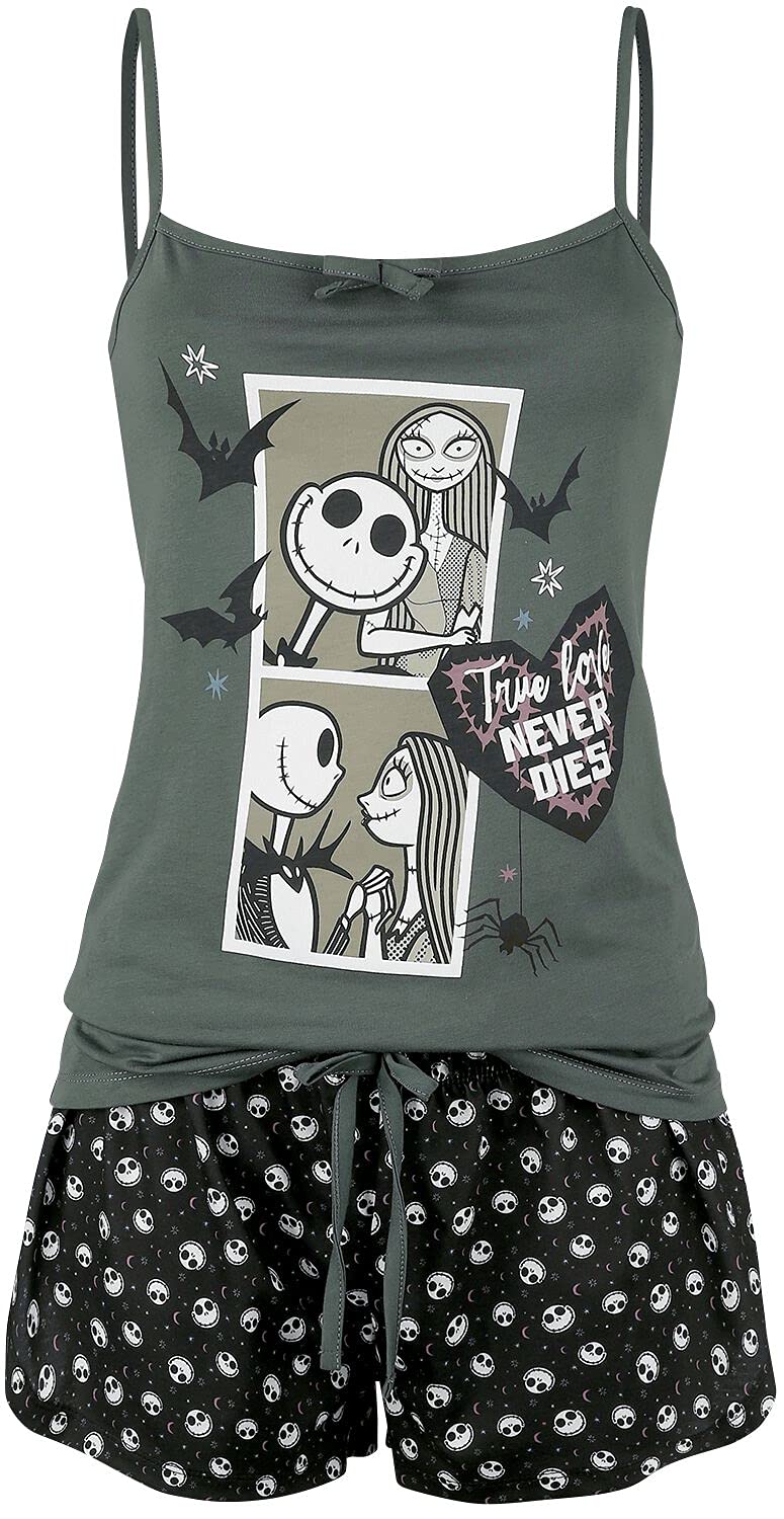 Pesadilla Antes De Navidad Comic Mujer Pijama negro/gris 100% algodón