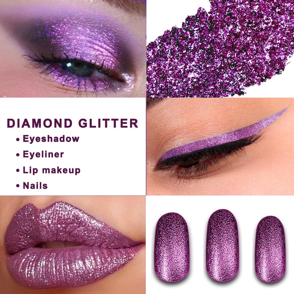 Afflano Red Glitter Eyeshadow, Diamond Bright Red Eyeshadow Instant Color, Super Pigmented Single Red Metallic Eyeshadow One Swipe, Holographic Red Shimmery Eye shadow for Goth Smoky Clown Eyes Makeup