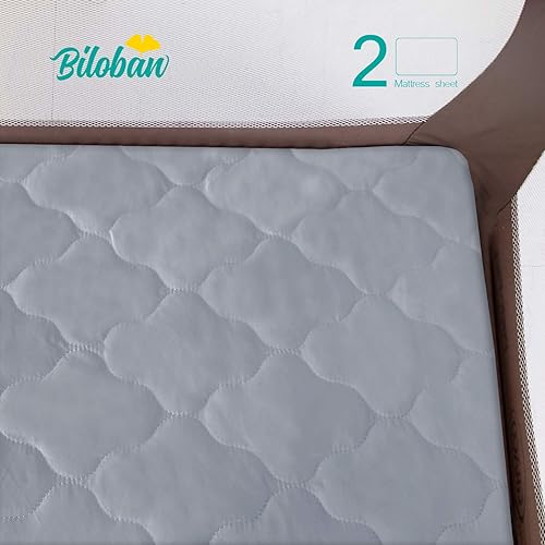 Miniatura 10 de Sábana impermeable para Pack 'n Play acolchada, protector de sábana de 39 x 27 pulgadas, compatible con colchones para bebés plegables y cunas
