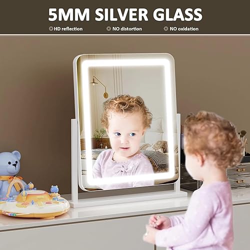 Miniatura 9 de Espejo de tocador de maquillaje con luces de 15.2 pulgadas, espejo grande con iluminación LED, espejo de maquillaje Hollywood con iluminación para