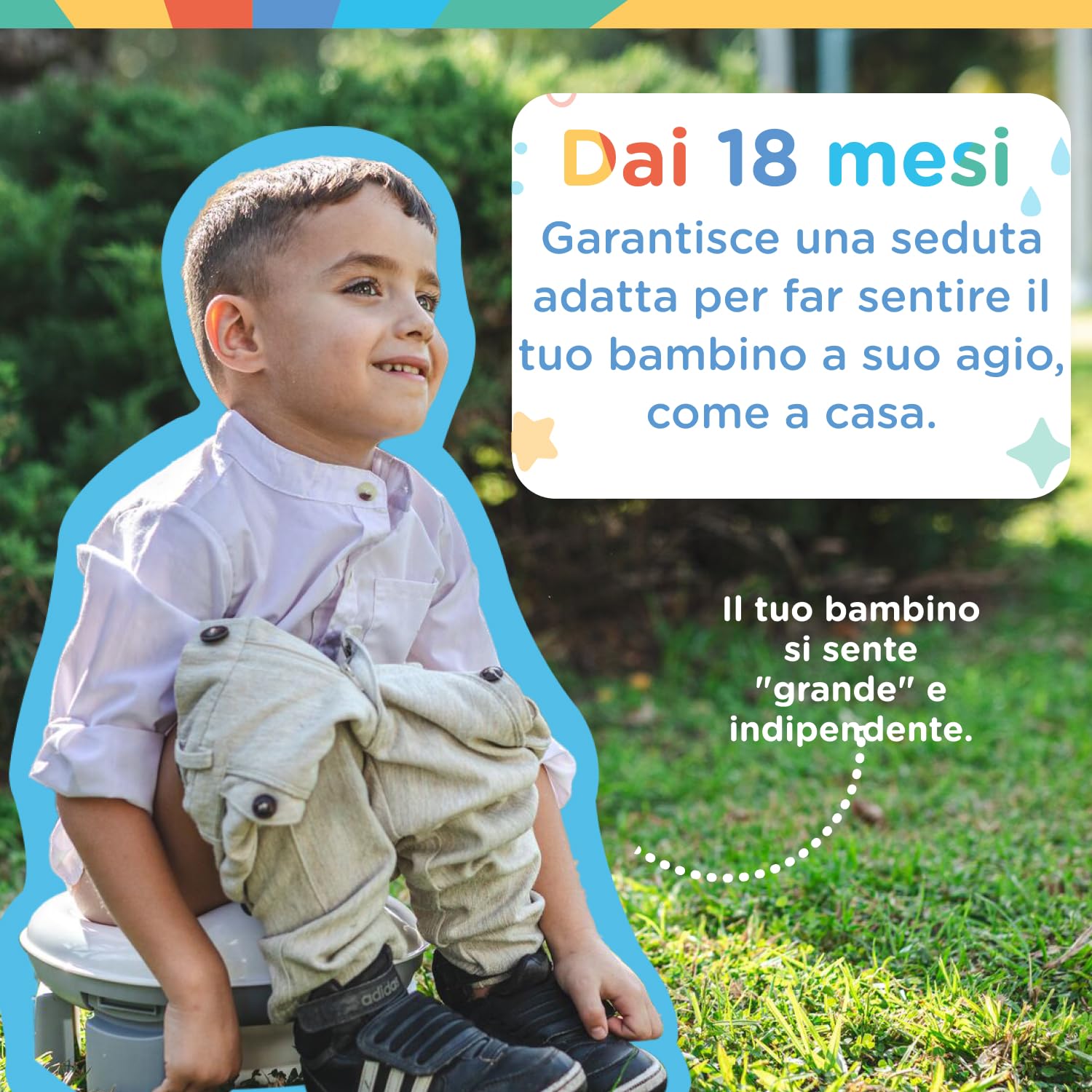 Nuby - Vasino portatile per bambini da viaggio - Wc portatile 2 in 1 Riduttore wc bambini o uso in autonomia - Con protezione paraschizzi e sacchetti usa e getta - Per imparare a usare il bagno