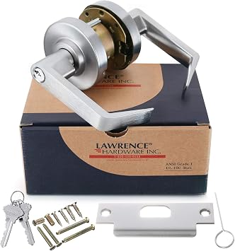 Lawrence Commercial Classroom Security Lock Door Handle - Grade 1 Chrome Finished Entry Door Knob - Heavy Duty Hardware, Maximum Safety for Schools During Lockdowns, Emergencies
