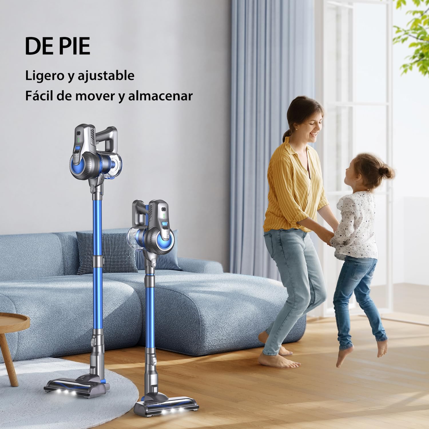 Greenote Aspiradora sin Cable,23000pa Ligero Aspiradora Inalámbrica,Aspirador Vertical con Luces LED,Multifuncional 6 en 1,Funciona 35 Mins,Peso 1,5 kg,para Suelos Duros y Alfombra de Pelo Corto