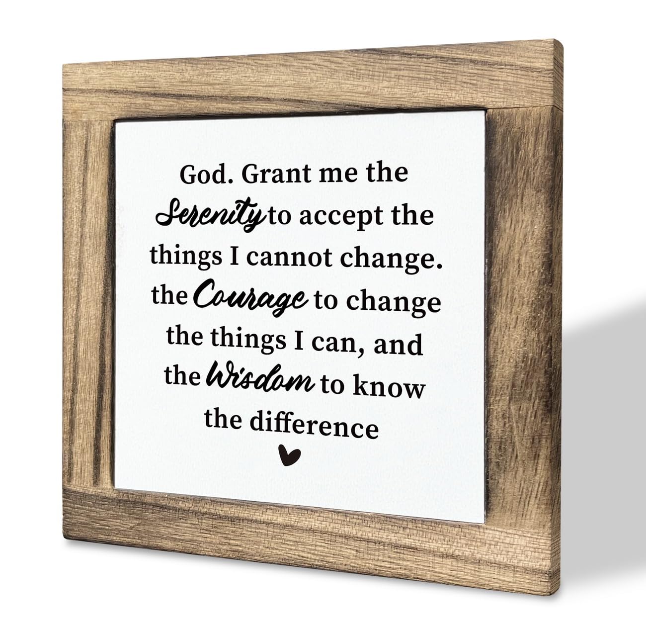 Serenity Prayer Box Sign, God Grant Me The Serenity Courage Wisdom, Wooden Plaque Gift Tabletop, Inspirational Wood Sign, Religious Table Art, Farmhouse Home Office Decor for Shelf, Christian Gifts