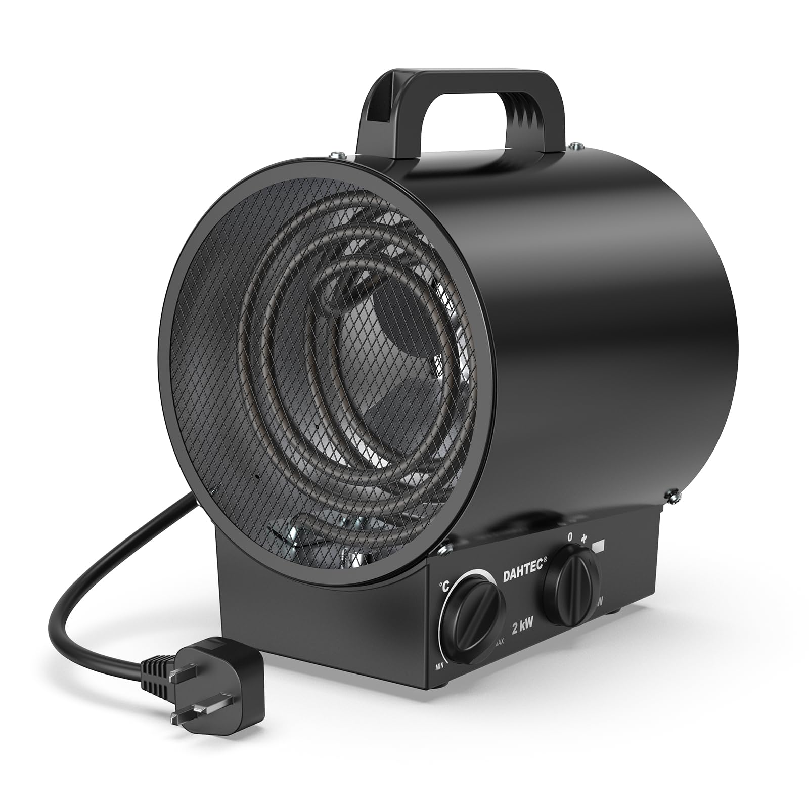 DAHTEC 2000W Electric Fan Heater - Industrial Space Heater, Black
