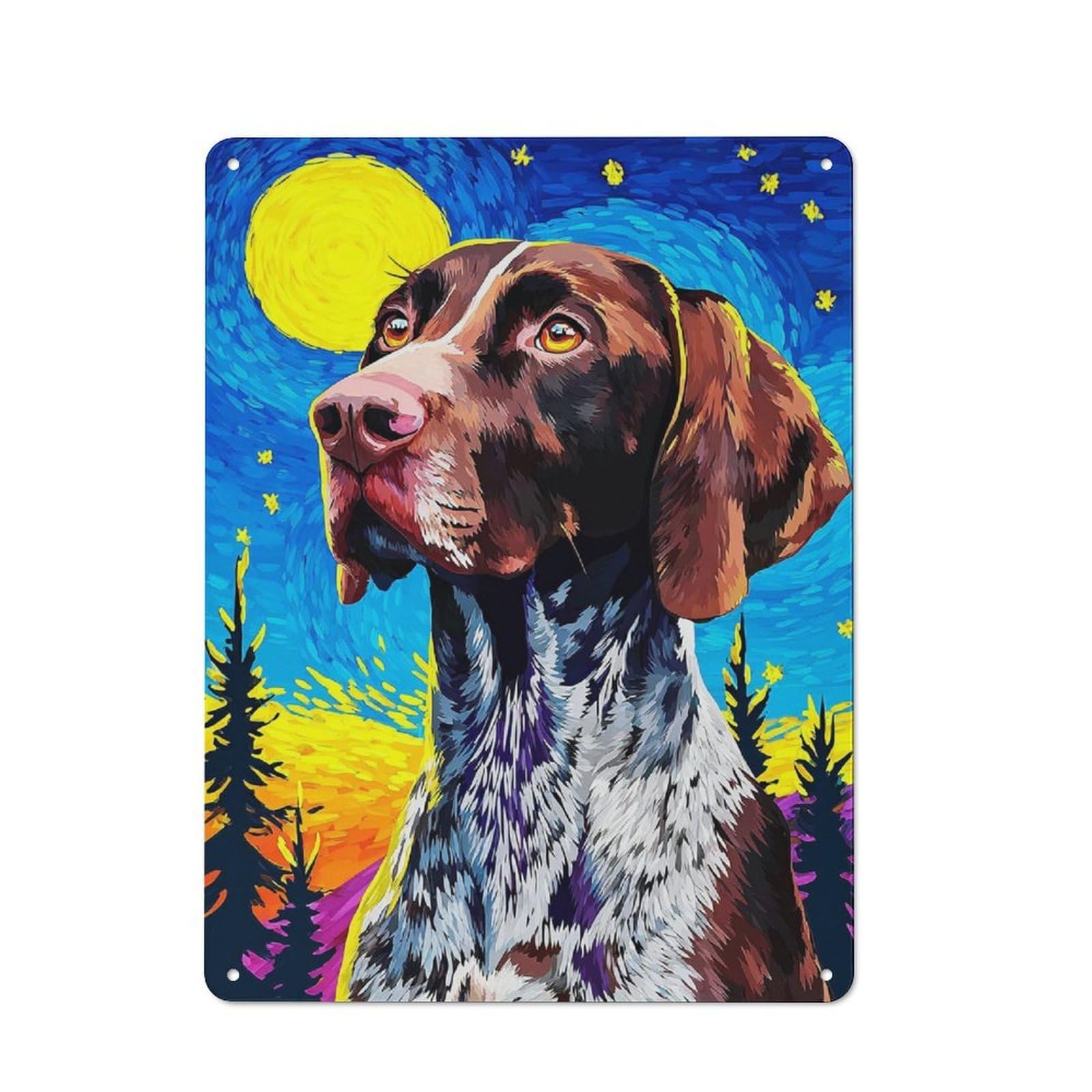Junmoney Starry Night Dog Portrait -19 Tin Sign 40X30cm With For Living Room Wall, Rustic Decor, For Living Room Decor Lovers