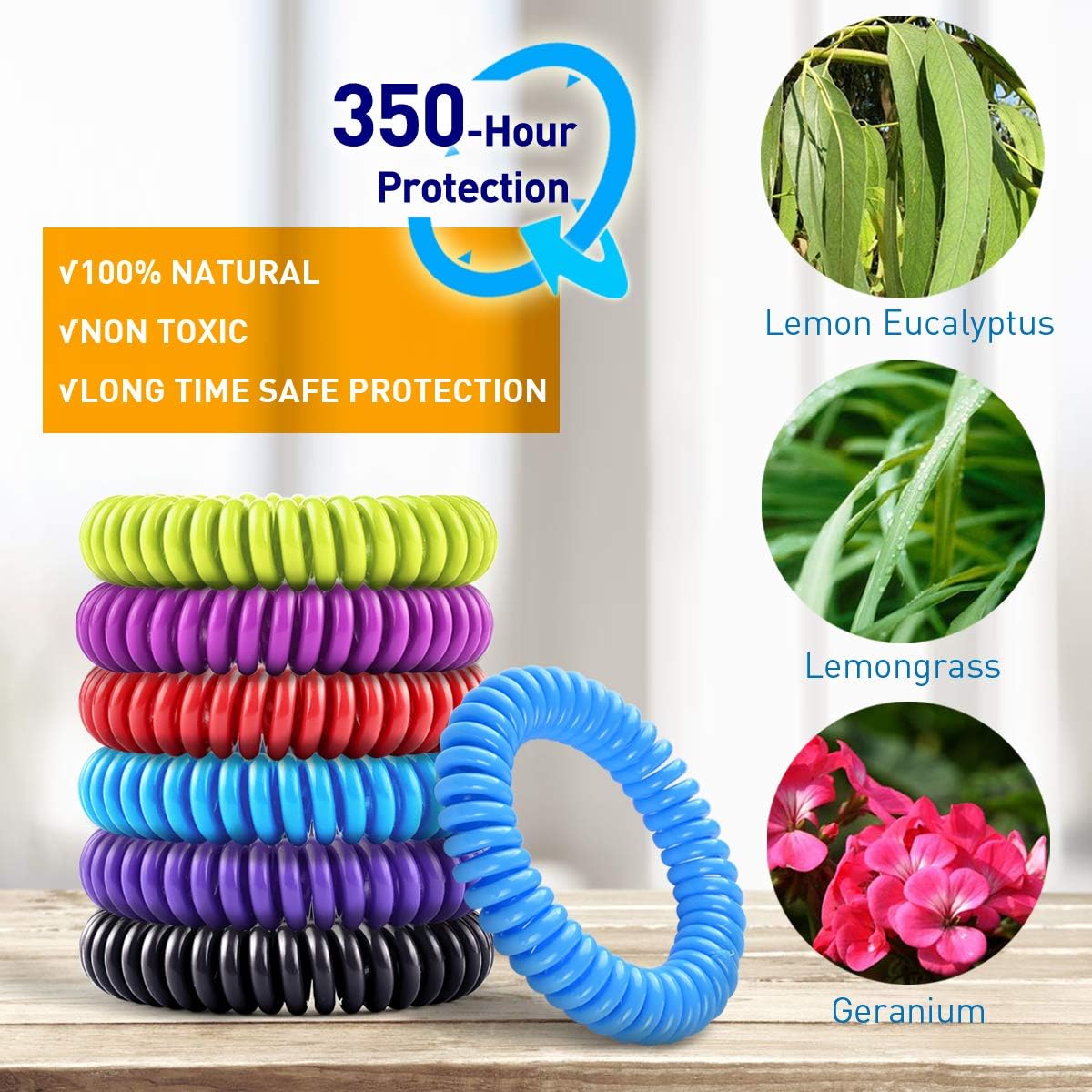 20 Pack Mosquito Bracelets with 4 Patches - Waterproof Wrist Bands for Kids & Adults, Natural Deet-Free Resealable - Image 2