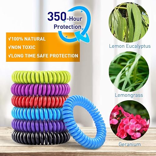 Miniatura 2 de Paquete de 20 pulseras de mosquitos con 4 parches, pulseras impermeables para niños y adultos, naturales sin deet, resellables