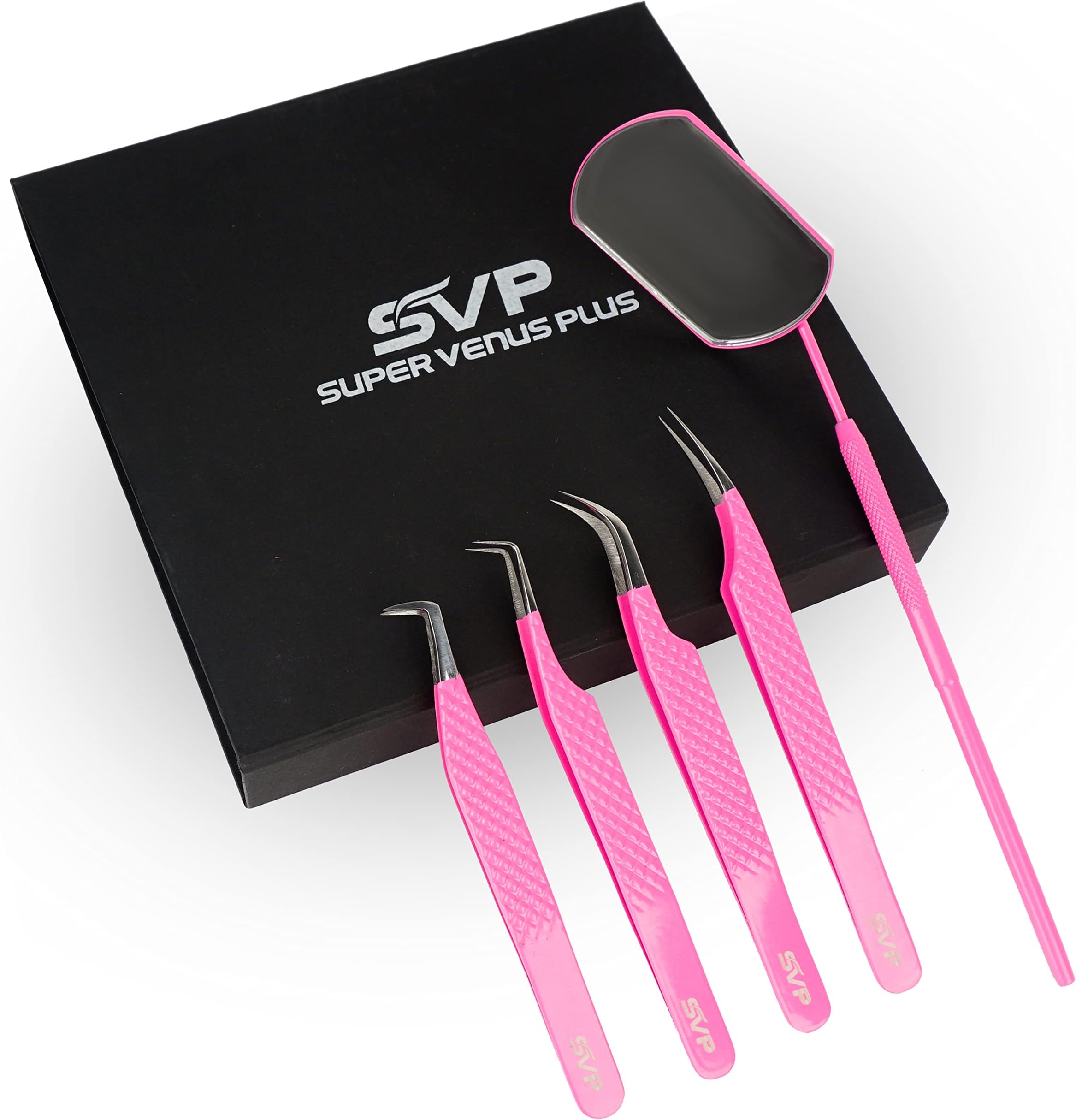 SV Lash Tweezers | Lash Extension Tweezers Set | 5Pcs Stainless Steel Eyelash Extension Tweezers Set | Volume/Isolation Nail Art Curved Tweezers