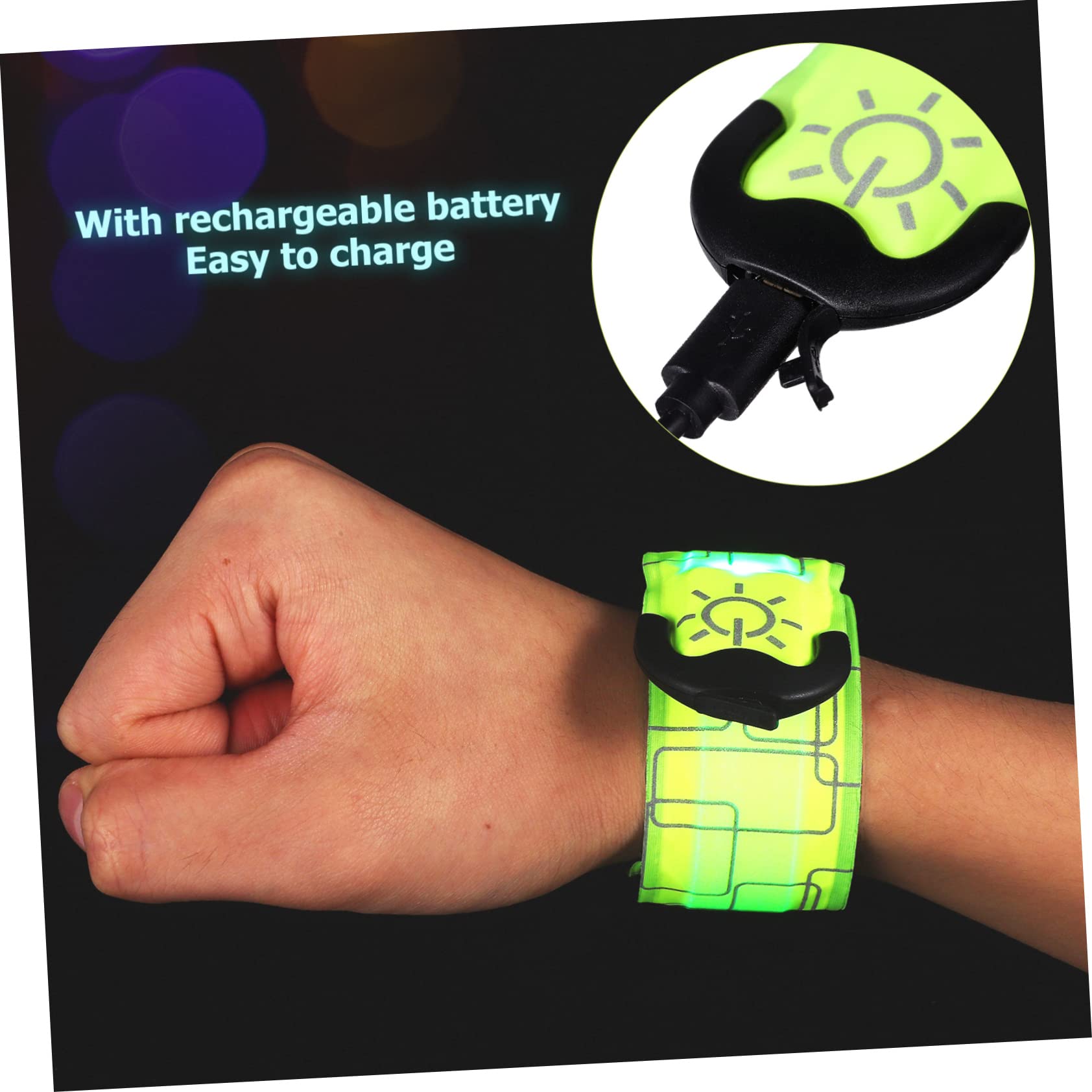 Toyvian 4pièces Bracelets LED Réfléchissants Rechargeables par USB Lot pour Course à Pied Et Promenades