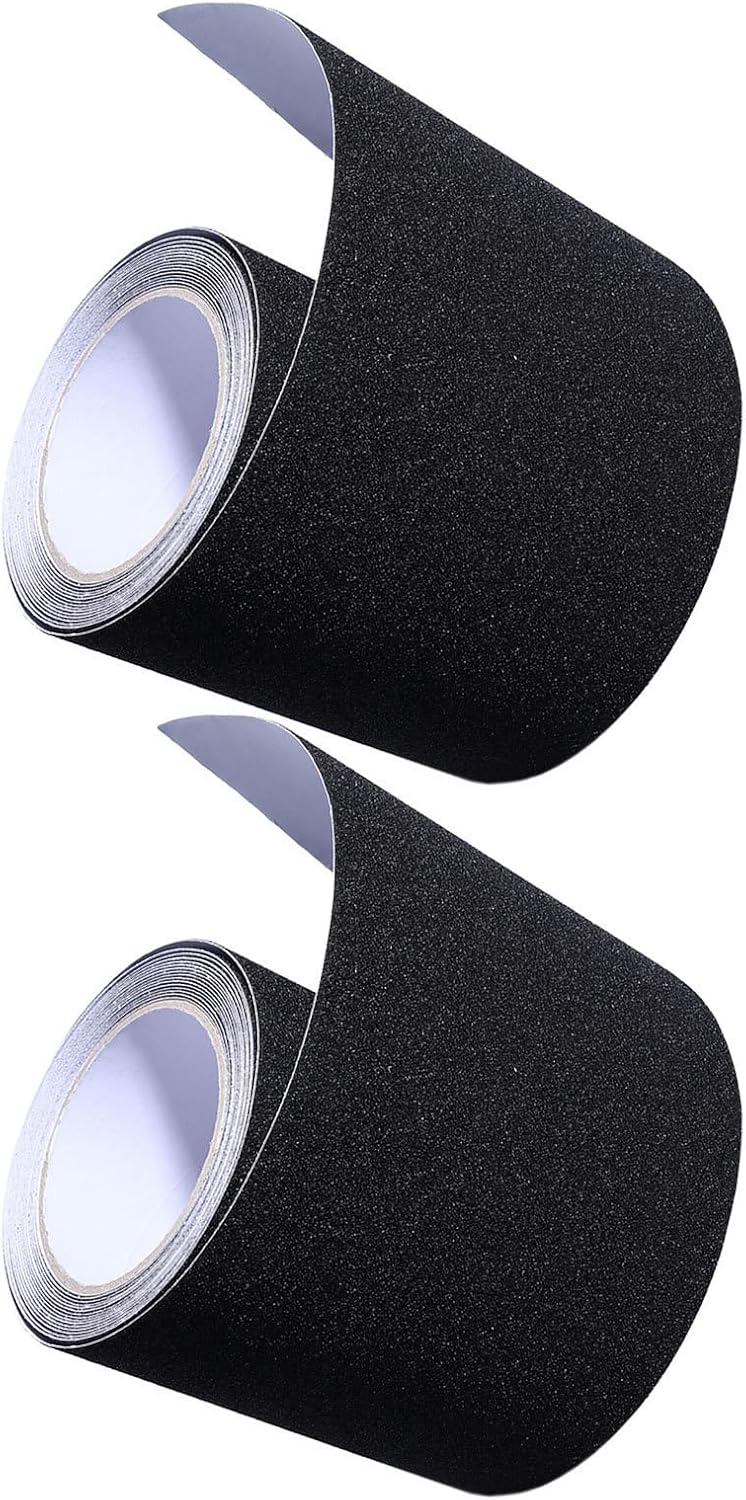 Black Anti-Skid Tape for Stairs and Deck, 2 Rolls PET