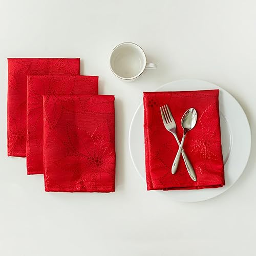 Vista 30 de Mantel damasco Benson Mills Poinsettia Legacy Rojo Legacy