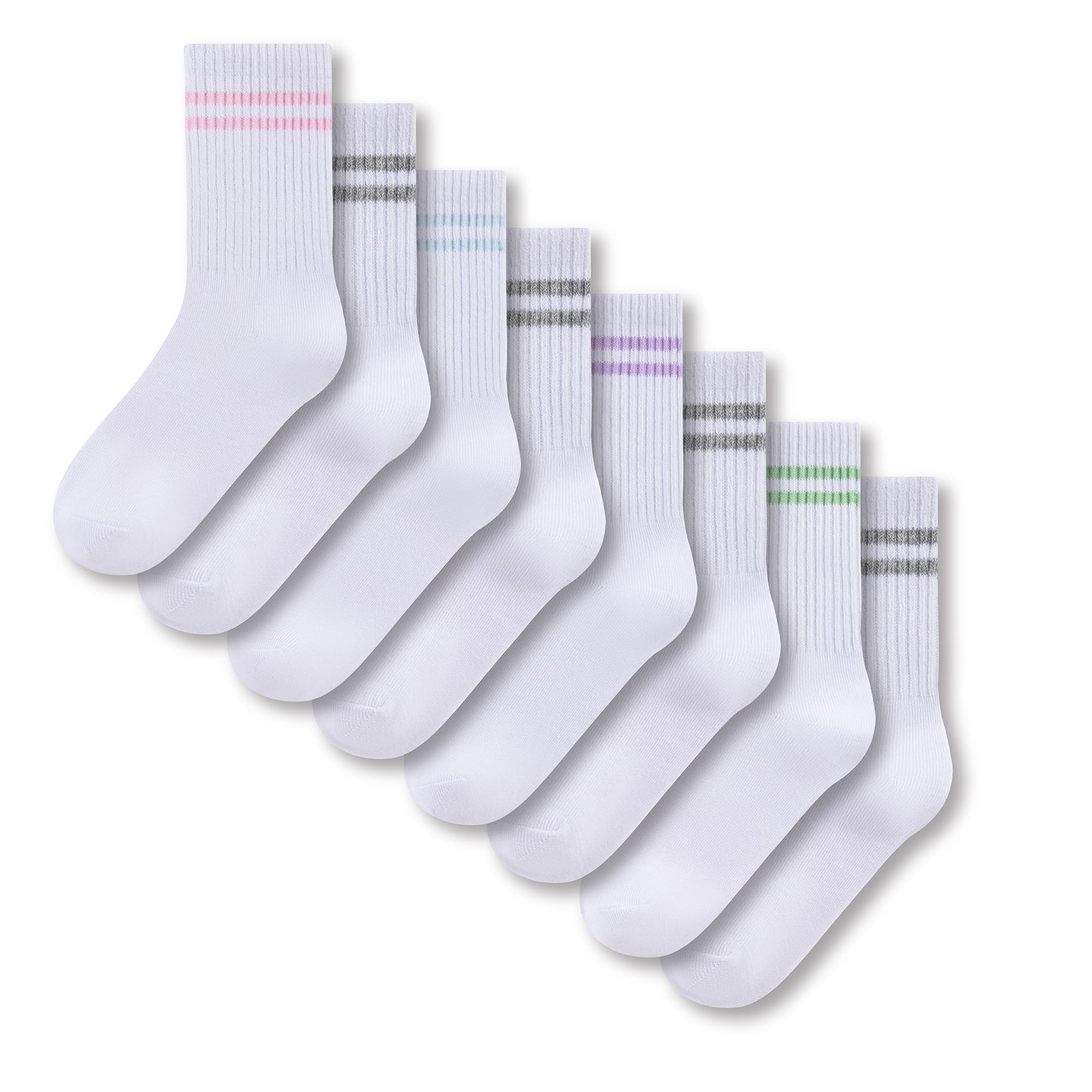 The Essentials Wardrobe Girls 8 Pack White Tew 8 Pack Sports Ankle Socks - Uk 4-6/Eu 37-40 - White