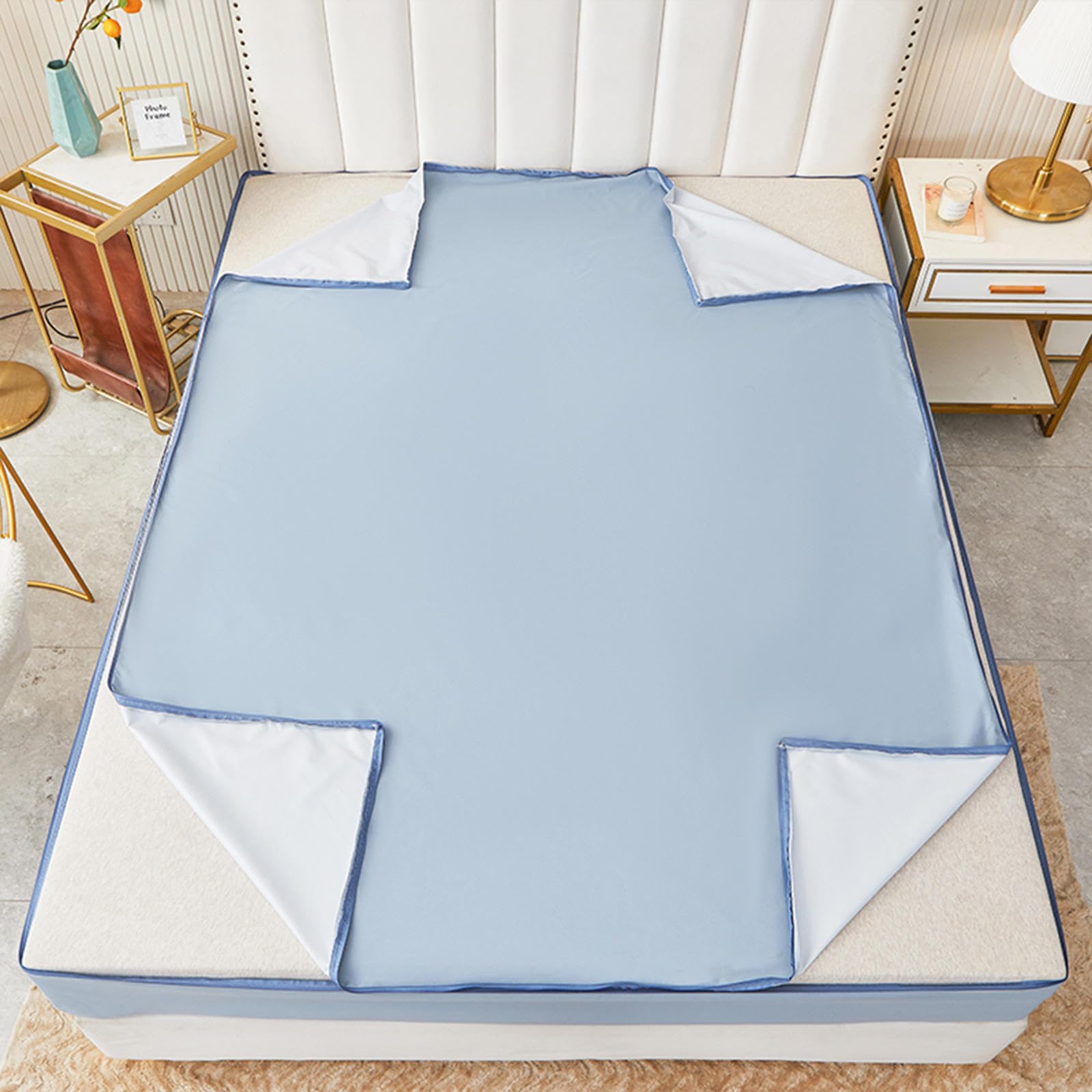 Sábana bajera ajustable con cremallera de 90 x 190 pulgadas, protector de colchón personalizable, impermeable, funda de colchón individual, doble/king, transpirable, antipolvo, lavable, totalmente