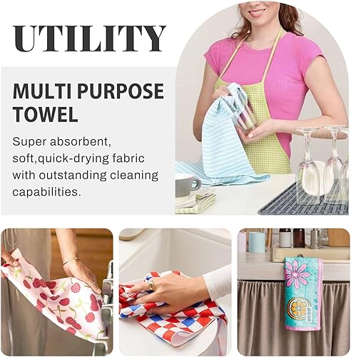 Miniatura 7 de Kitchen Towels - Cyber Retro Western Cowboy Print Absorbent Quick Drying Dish Towels for Kitchen Drying, Soft Hand Towels for Home Decor with Lanyard