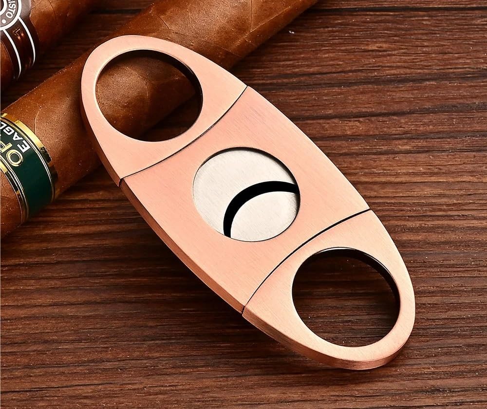 Stainless Steel Cigar Cutter with Double Slicer Design, Manual Metal Tool for Most Ring Gauges, 1 Pack(E)