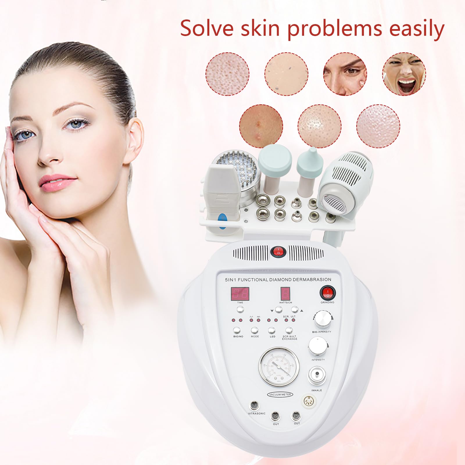 Máquina de Microdermoabrasión Diamante 5 En 1 Dermoabrasión Profesional de Potencia de succión Doméstica Equipo de Salón de Belleza