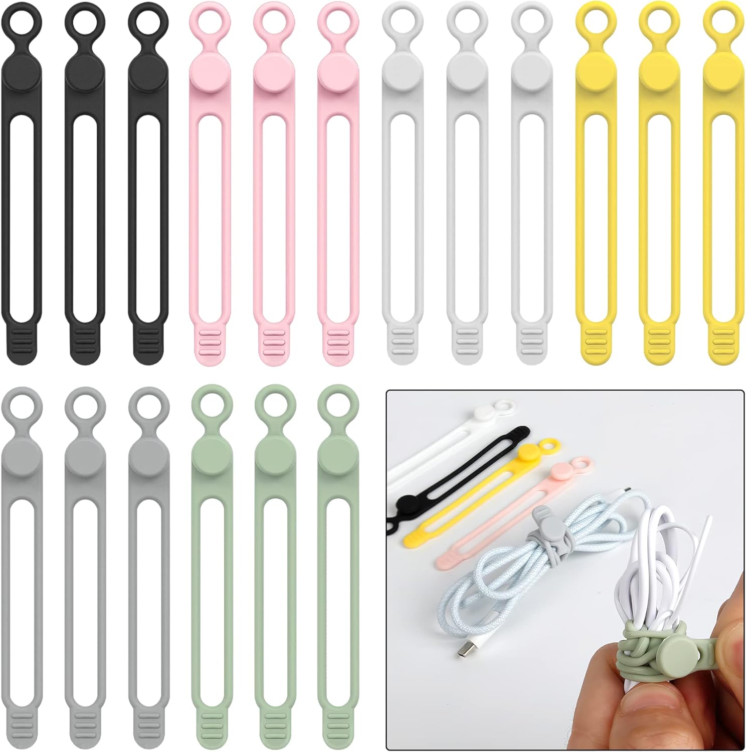 Amazon.co.jp Philbinden シリコンコードタイ ワイヤーオーガナイザー イヤホン用 再利用可能 結束ケーブルタイ コードキーパー コード管理 デスクやオフィスの整理用