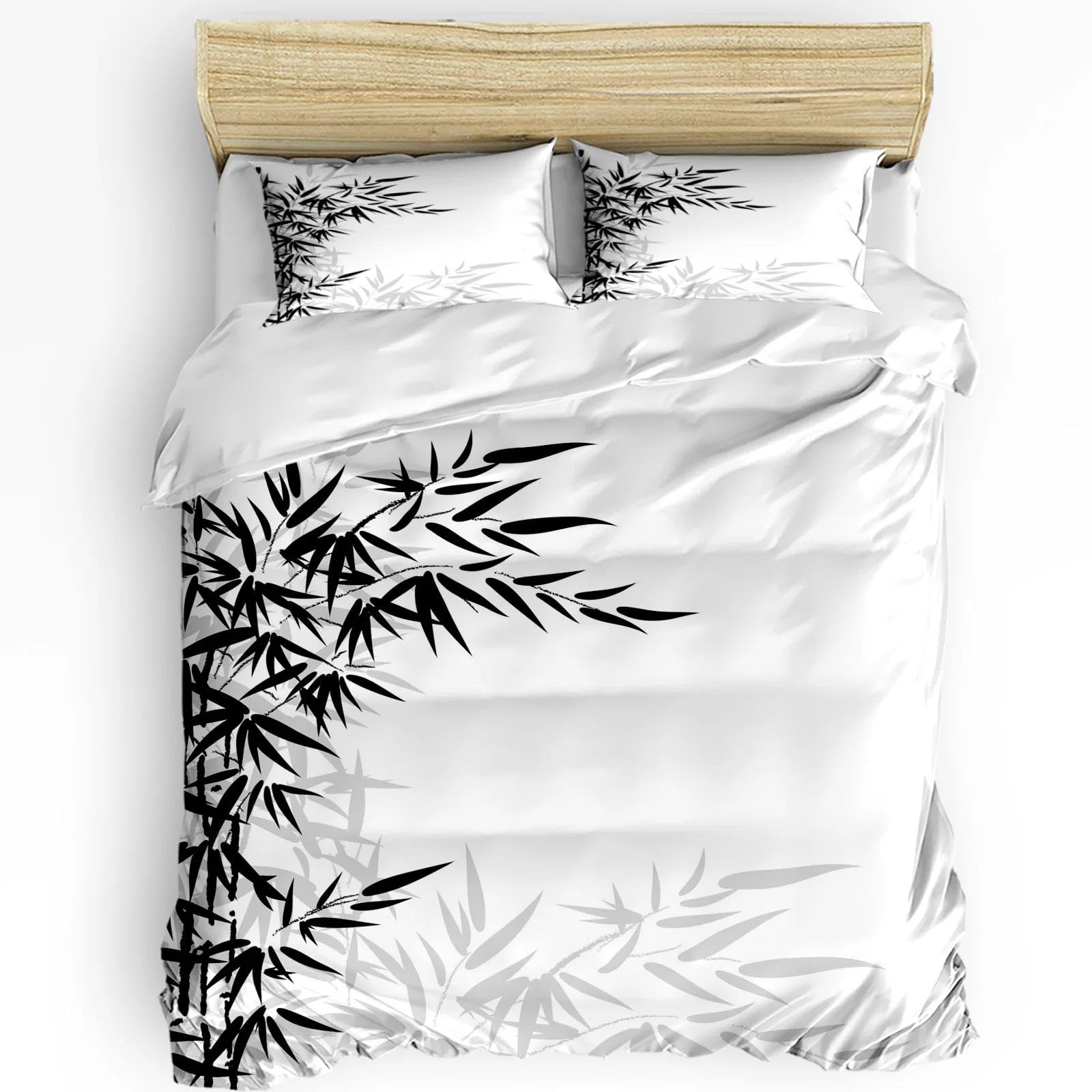 Parure de lit bambou noir et blanc pour créer une ambiance zen et moderne dans votre chambre