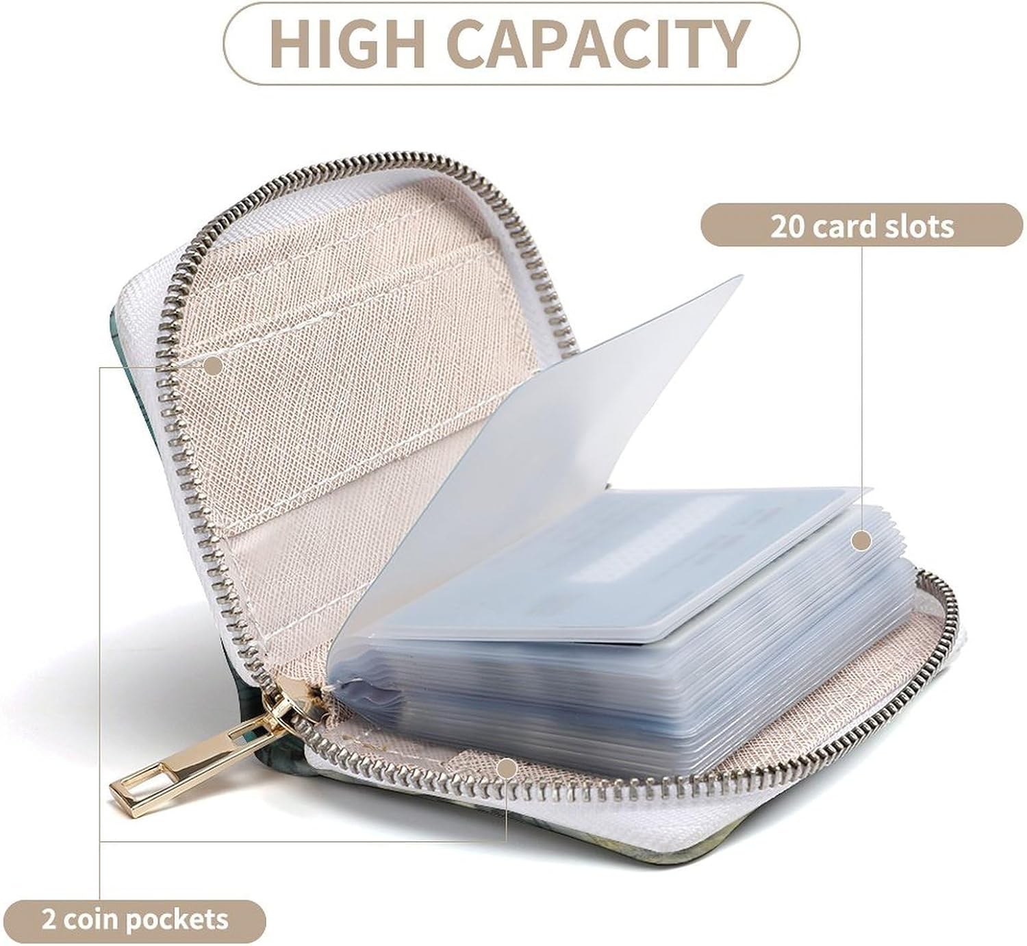Botanical Depiction Style Card Holder RFID Blocking,Credit Card Wallet for Women And Men,Card Case Organizer Bag with Zipper