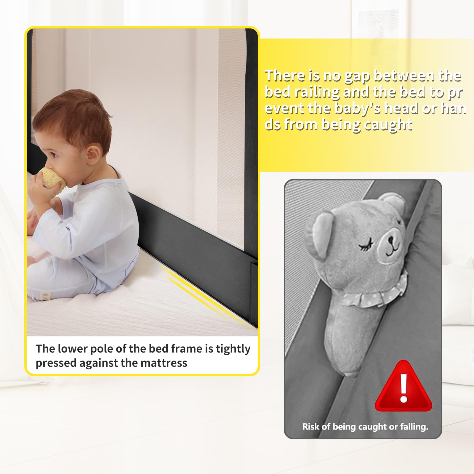 OHMG Griglia di protezione per lettino, 180 cm, per bambini, pieghevole, protezione da cadute, letto e letto dei genitori, letto