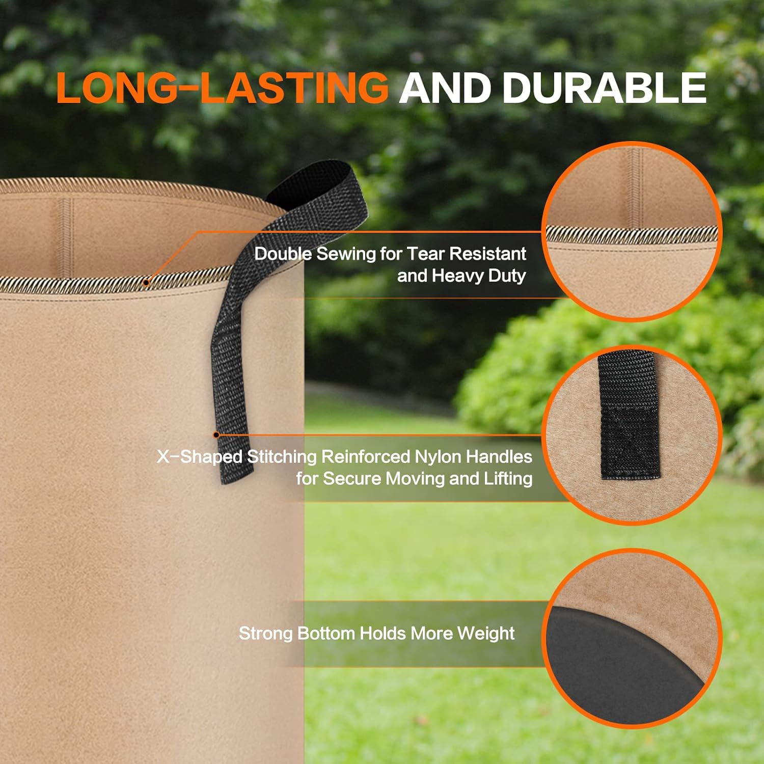 iPower Plant Grow Bag 3 Gallon 6-Pack Heavy Duty Fabric Pots, 300g Thick Nonwoven Fabric Containers Aeration with Nylon Handles, for Planting Vegetables, Fruits, Flowers,Tan 2022 Version : Patio, Lawn & Garden