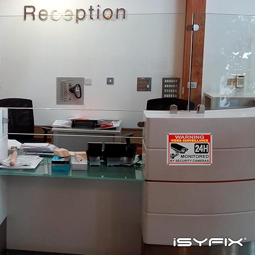 Miniatura 6 de iSYFIX Señal de advertencia de videovigilancia  1 paquete de 1 paquete reflectante plateado de 14 x 10 pulgadas  100% libre de óxido .040 letreros