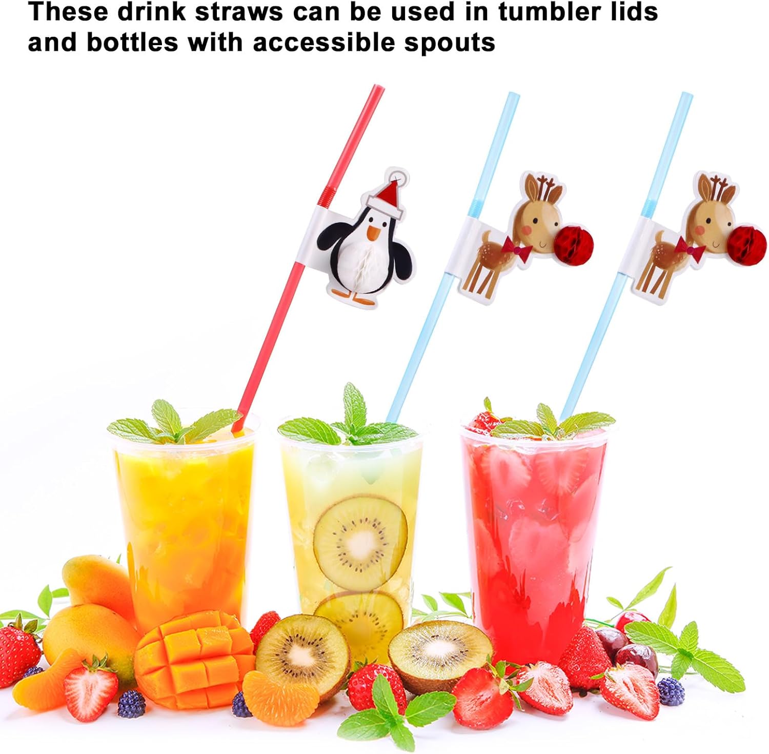 Disposable Colorful Plastic Drinking Straws 30pcs, Flexible Smoothie Juice Straws for Party Decoration and Beverage Use Style