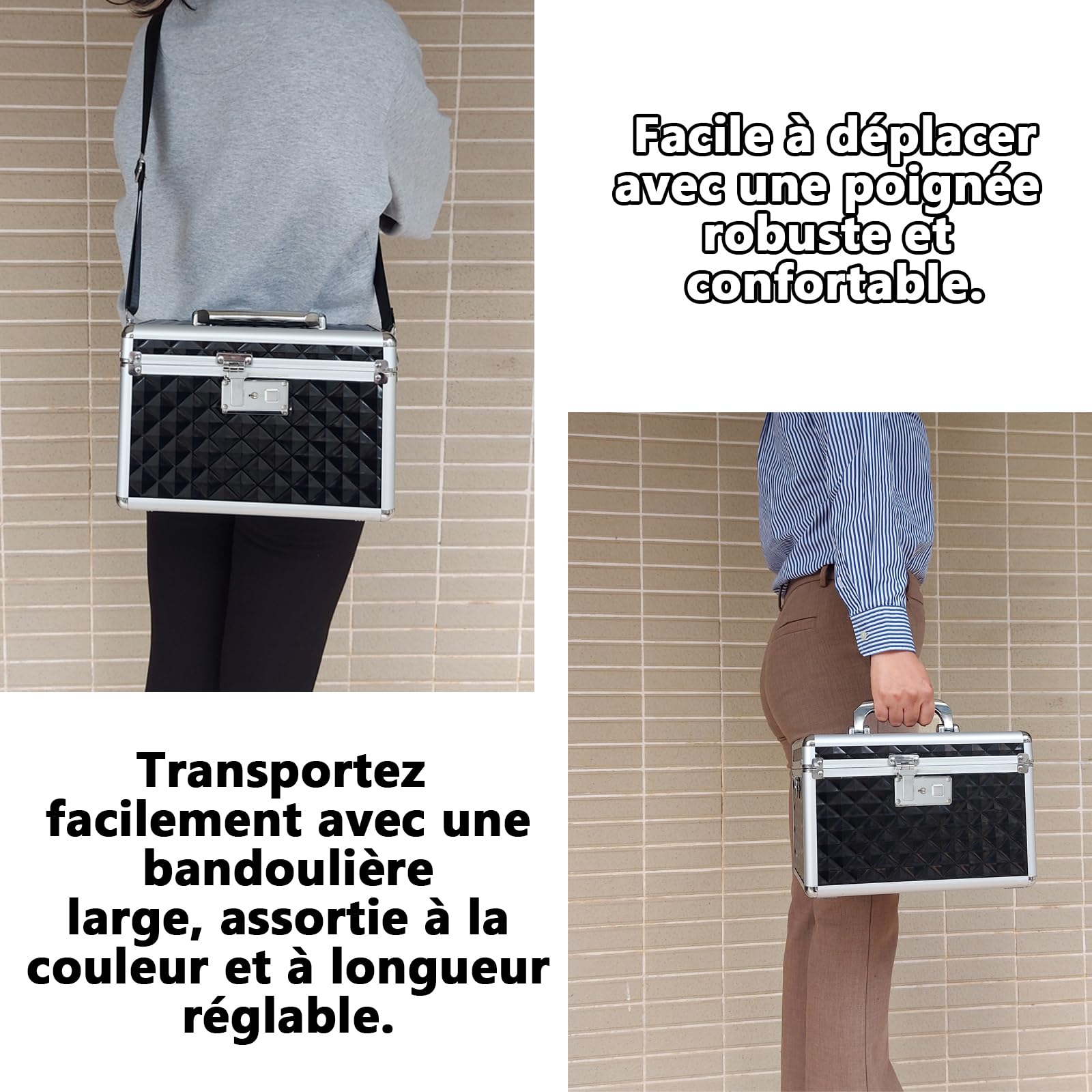 Boîte de stockage de médicaments verrouillable, boîte de premiers secours vide, boîte de sécurité, boîte verrouillable multi-usages pour la maison et les activités extérieures (Black, Medium)