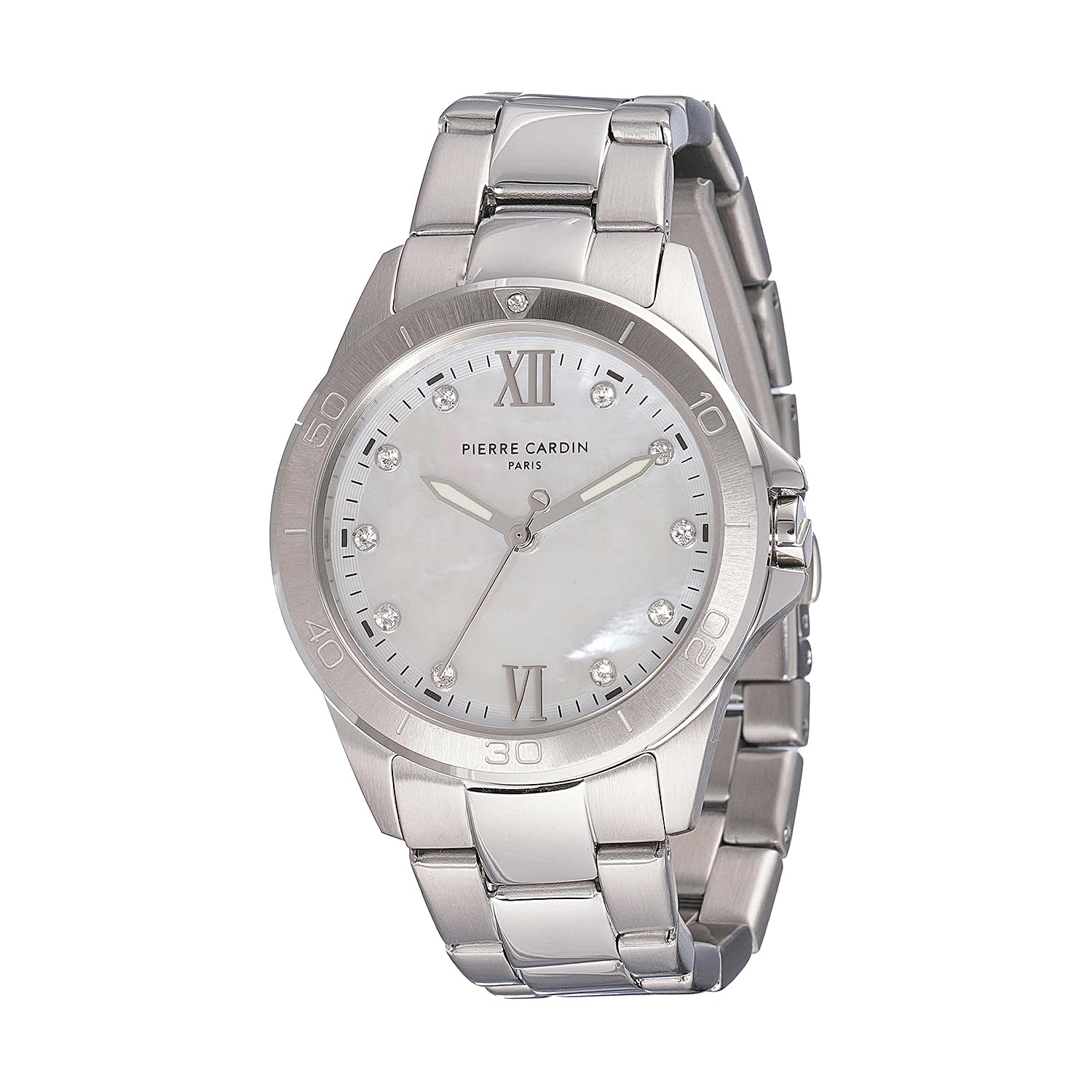 Pierre Cardin Observatoire éclat CF.1009.MS Montre en acier inoxydable blanc pour femme, Multicolore