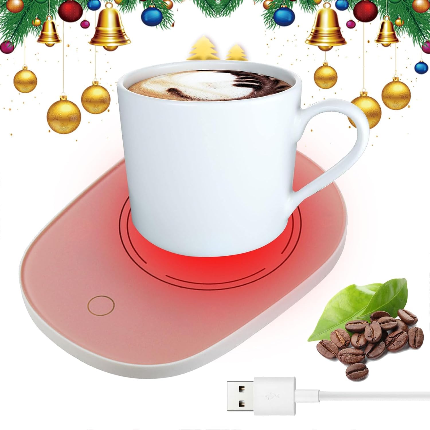 Scaldatazze,Scalda Bevande,Scalda Tazza,Scalda Tazza USB,Scaldatazze Caffè,per Caffè,Latte,Tè, Acqua,Regalo di Natale,Ldeale per la Stagione Invernale,Rosa