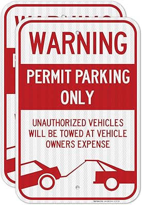 Permit Parking Sign, No Parking Sign, (2 Pack) 12x18 Inches, 3M EGP Reflective .063 Aluminum, Made in USA by Sigo Signs
