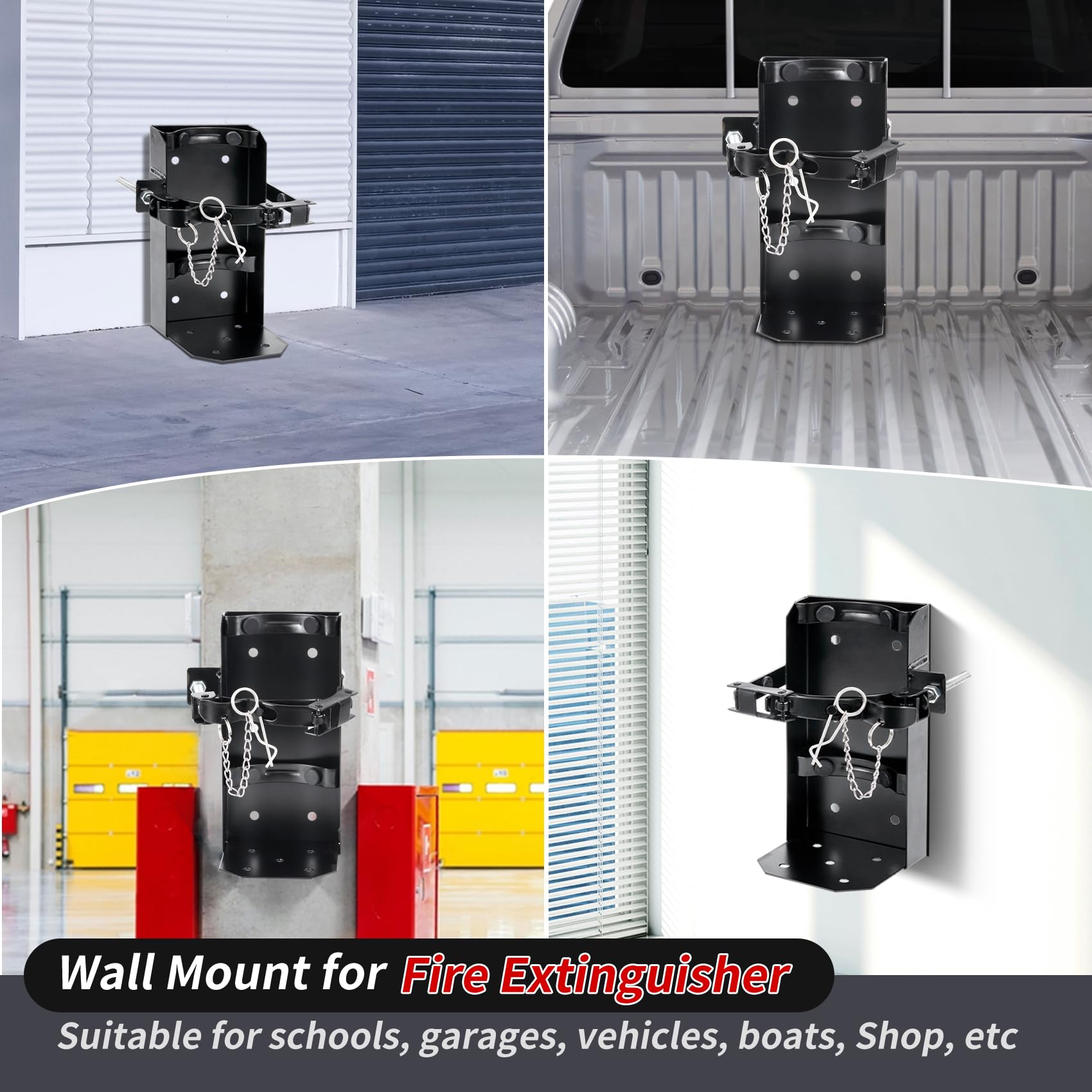Soporte de pared negro para extintor de incendios apto para extintor de CO2 seco de 10 libras / 5 libras