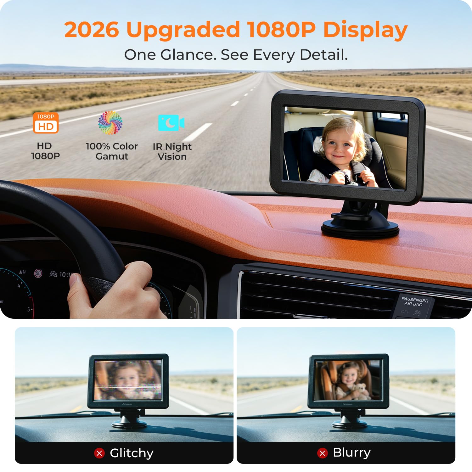 Itomoro 2026 Upgraded Baby Car Camera 1080P HD IR Night Vision Rear Facing — Amazon image 3