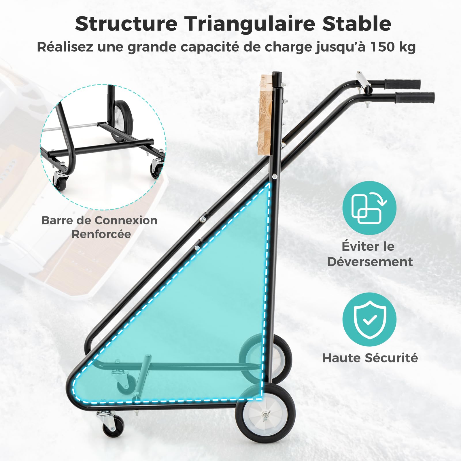 GOPLUS Chariot de Transport de Moteur de Bateau Hors-bord, Support Robuste avec Planche de Contreplaqué Epais et Solide, 4 Roues Lisses, Poignée Ergonomique, pour Réparation, Transport