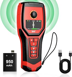 Tyrry 5-in-1 Stud Finder Wall Scanner: Detects AC Wires, Metal up to 120mm, Wood & Pipes - Color Display, Audio/Visual Alerts, Rechargeable