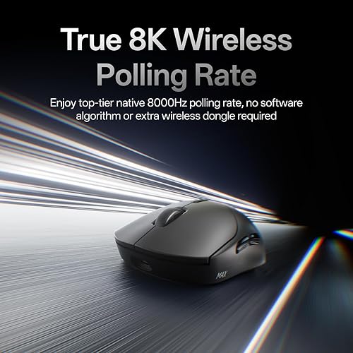 Miniatura 2 de Rapoo Ratón inalámbrico para juegos VT2 MAX, tasa de sondeo inalámbrico real de 8K, peso ligero de 1.87 oz, batería de hasta 750 horas, MCU nórdico