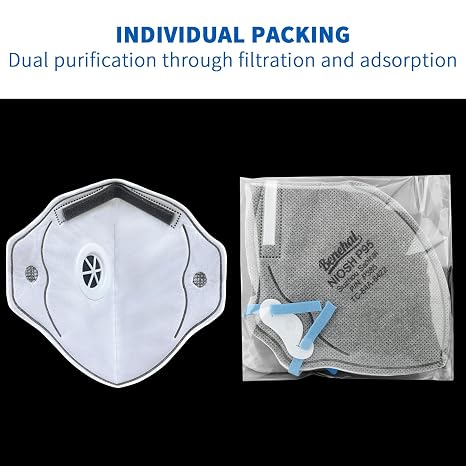 benehal NIOSH-APPROVED P95 Face Masks 10 Pack, Carbon Layer For Odor Reduction, Features Exhalation Valve, Advanced Filter Media For Easy Breathing, Comfortable