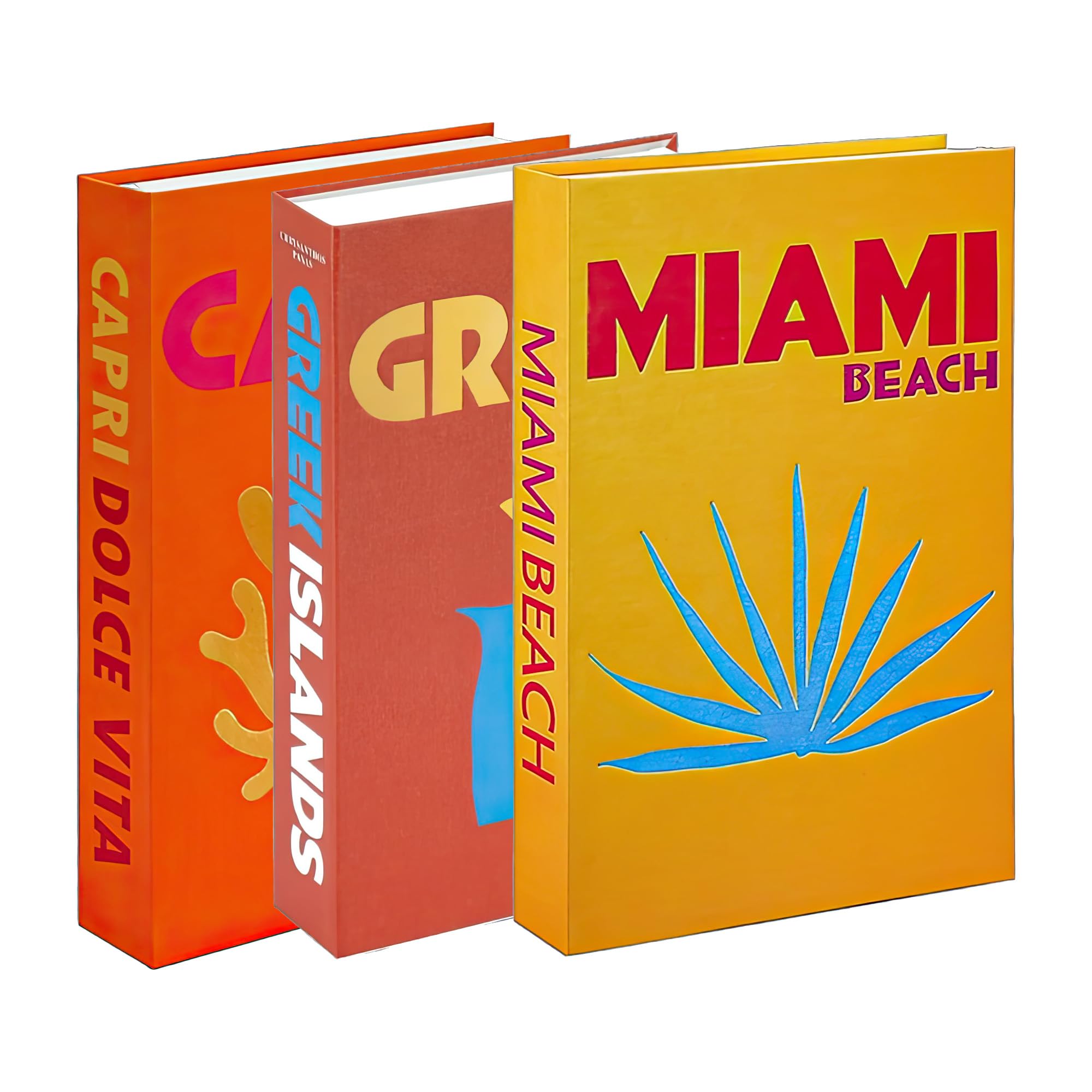 Travel Theme Decorative Book Set of 3 Fake Books for Coffee Table Living Room Display