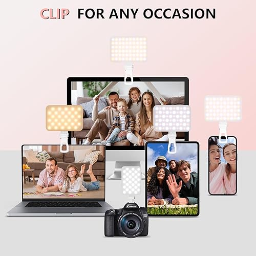 Miniatura 24 de Luz LED recargable por USB para selfie, luz de foto portátil con 97+ CRI, temperatura de color de hasta 6500K para selfie, conferencia de zoom, Negro