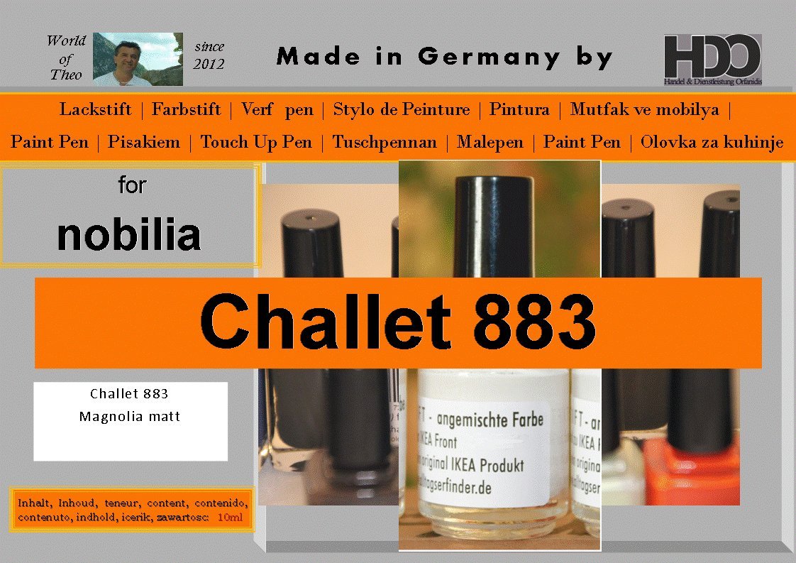 HDO Coloured Pencils/Touch Up Pen For Nobilia Challet 883 Magnolia Matt