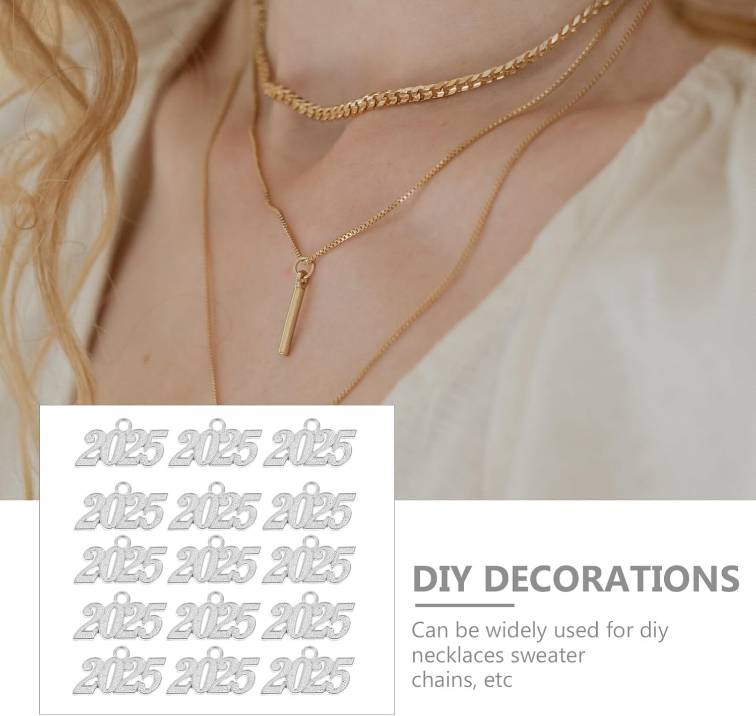 EXCEART 50Pcs 2024 Year Letter Charms Pendant Diy Jewelry Making Charm for New Years Eve Gift Jewelry Graduation Hat Ornament - Image 6