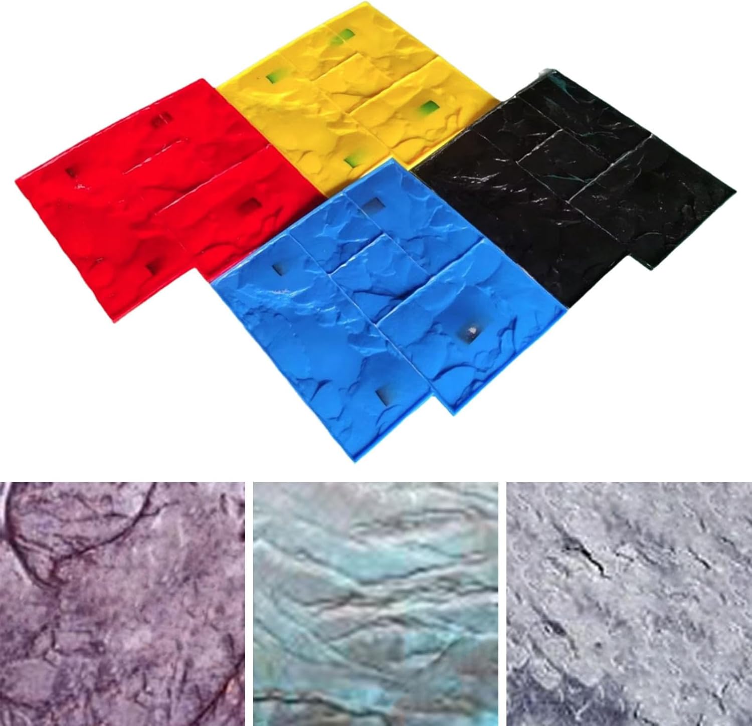 Amagogo 4X Outdoor Landscaping Stone Forms Stone Texture DIY Lightweight Floor Seamless Stamp Realistic Concrete Texture Mat for Wall