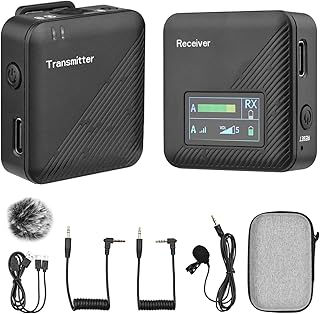 Pruie 2.4G Mini Sem Fio Microfone de Lapela Sistema Transmissor Receptor Microfone Omnidirecional com Estojo de Armazenamento para Câmera Smartphone Vlog Gravação de Vídeo Entrevista Streaming