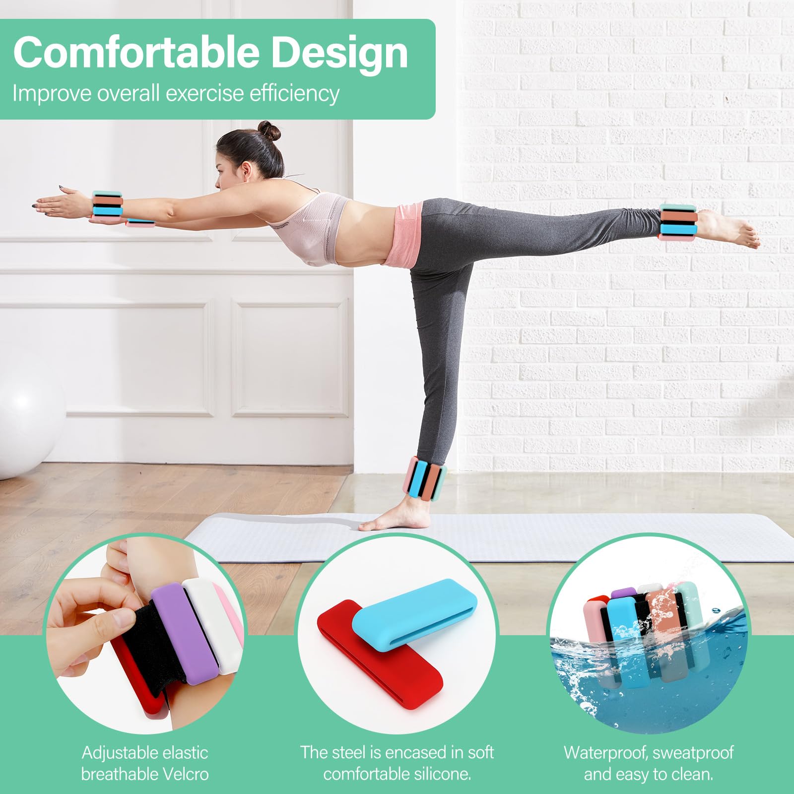 Poids Cheville 2 PièCes (0.5kg Chacune) Poids Poignet RéGlables Pilates Accessoires Pilates Bracelet Leste Cheville Pour Femmes Hommes Enfants Exercice Marche Jogging Yoga AéRobic Remise Forme